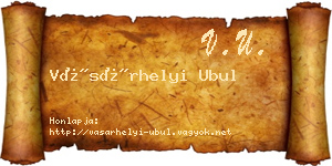 Vásárhelyi Ubul névjegykártya